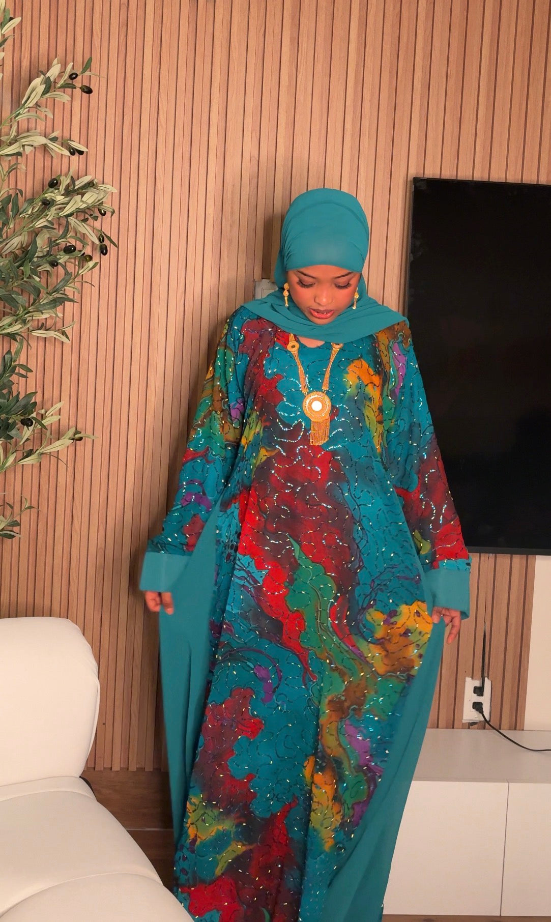 Sheyma abaya sky blue