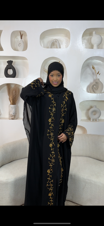 Manal black and gold abaya