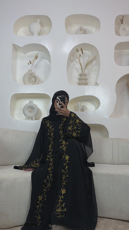 Manal black and gold abaya